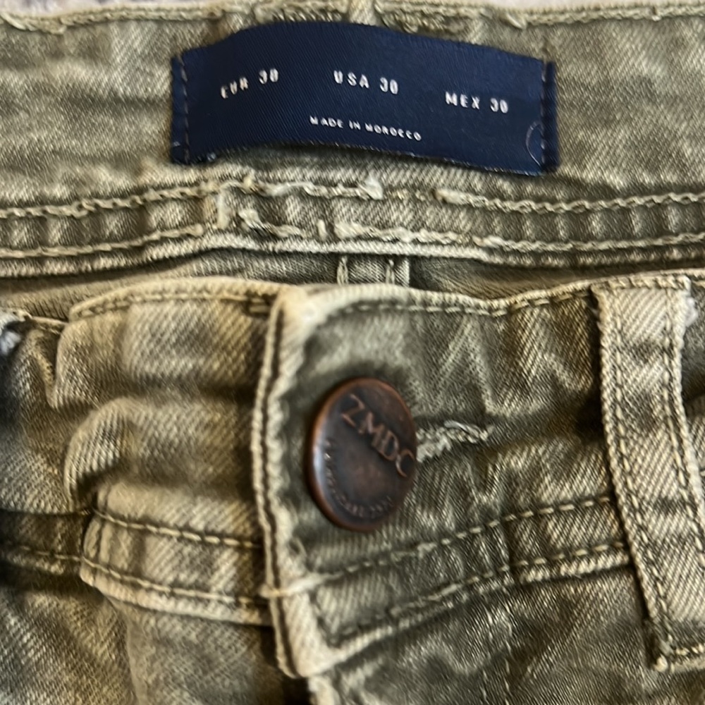 BUNDLE Zara army green & Forever 21 Men Khaki distressed denim - Picture 8 of 10